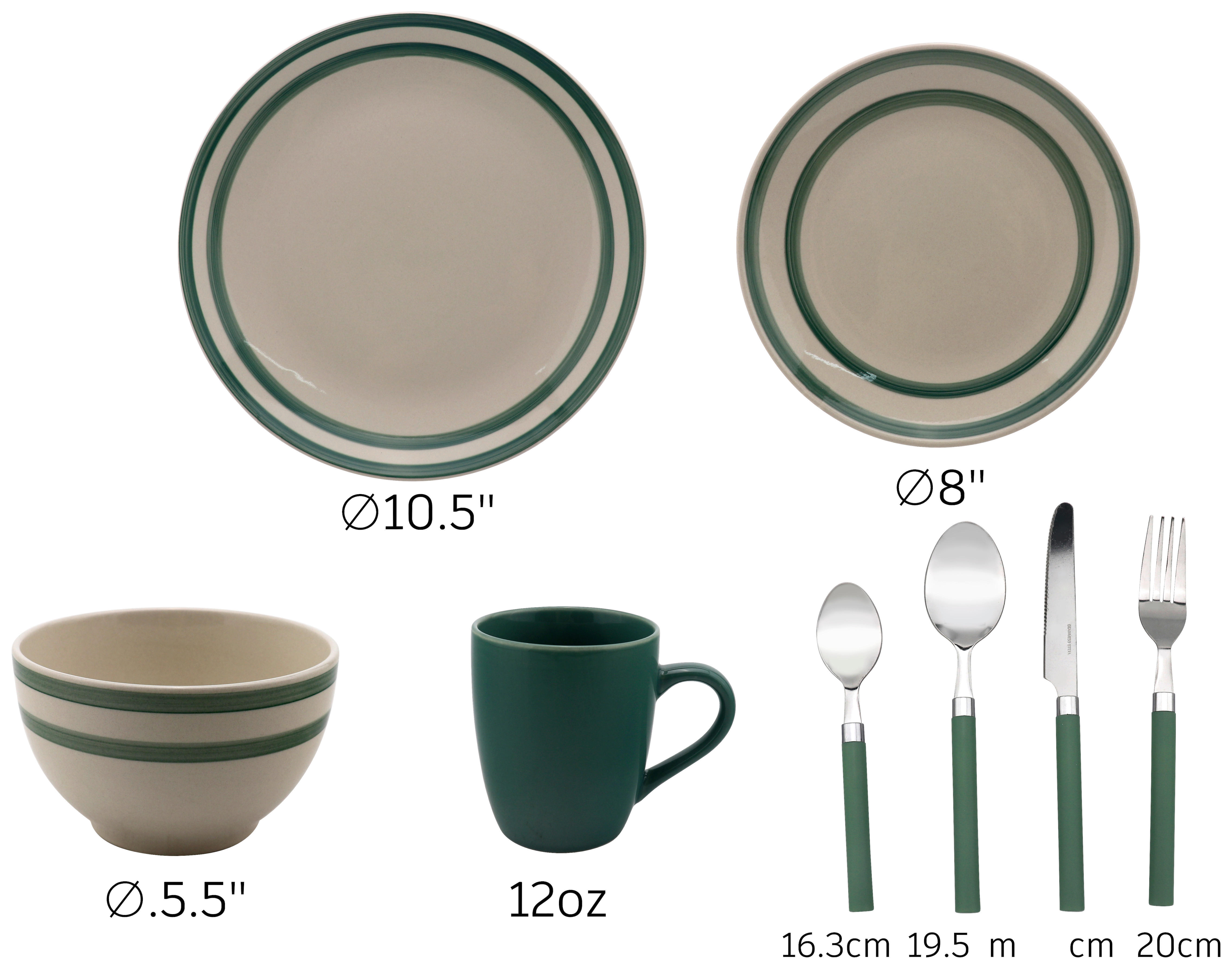 Thumbnail - POCOline Kombiservice grün Steingut 32 tlg.