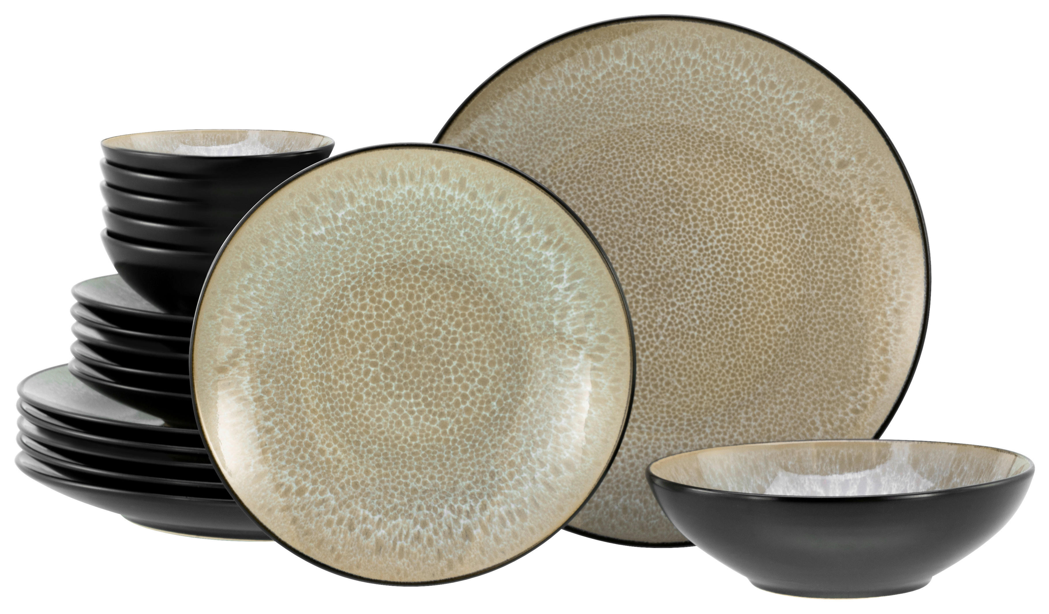 CreaTable Tellerset Malmö beige Steinzeug 18 tlg. Malmö - beige - CreaTable