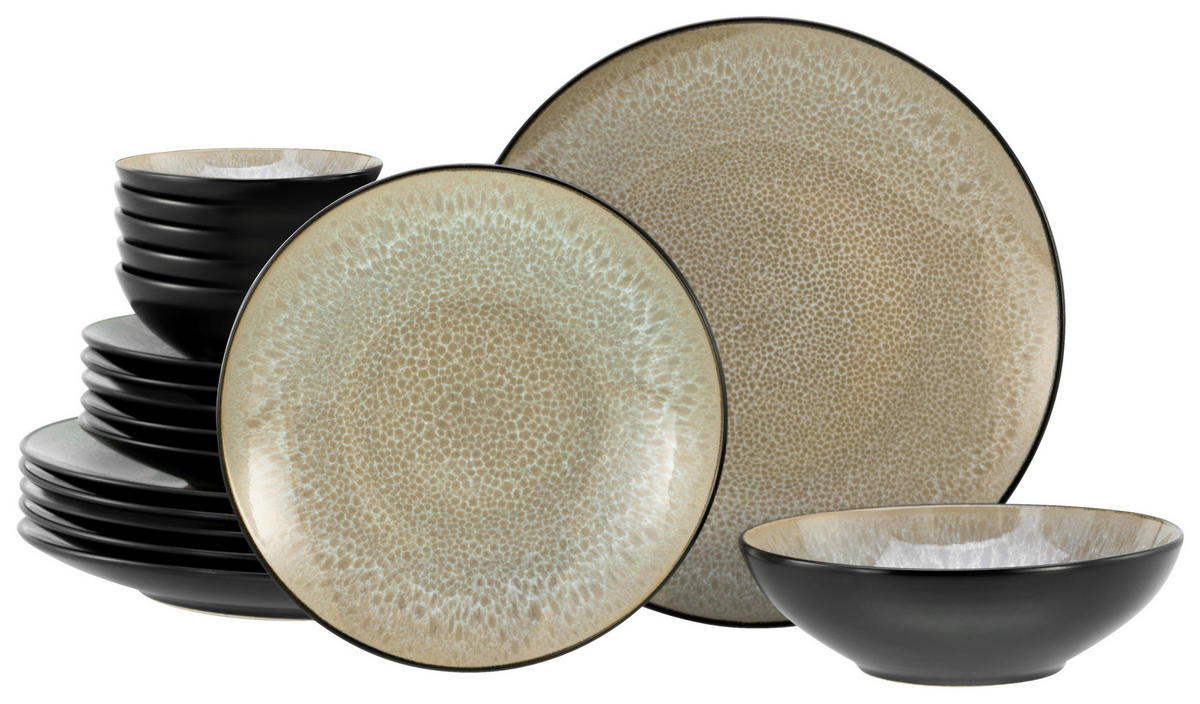 CreaTable Tellerset Malmö beige Steinzeug 18 tlg. Malmö - beige - CreaTable