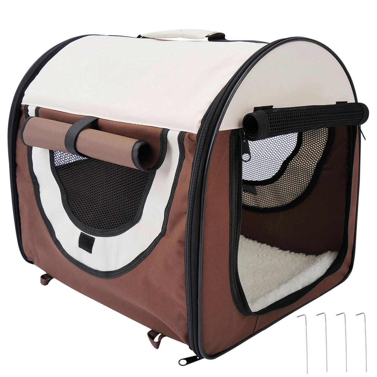 PawHut Hundetransportbox creme Polyester B/H/L: ca. 36x41x46 cm Hundetransportbox - braun/creme (46,00/36,00/41,00cm) - PawHut