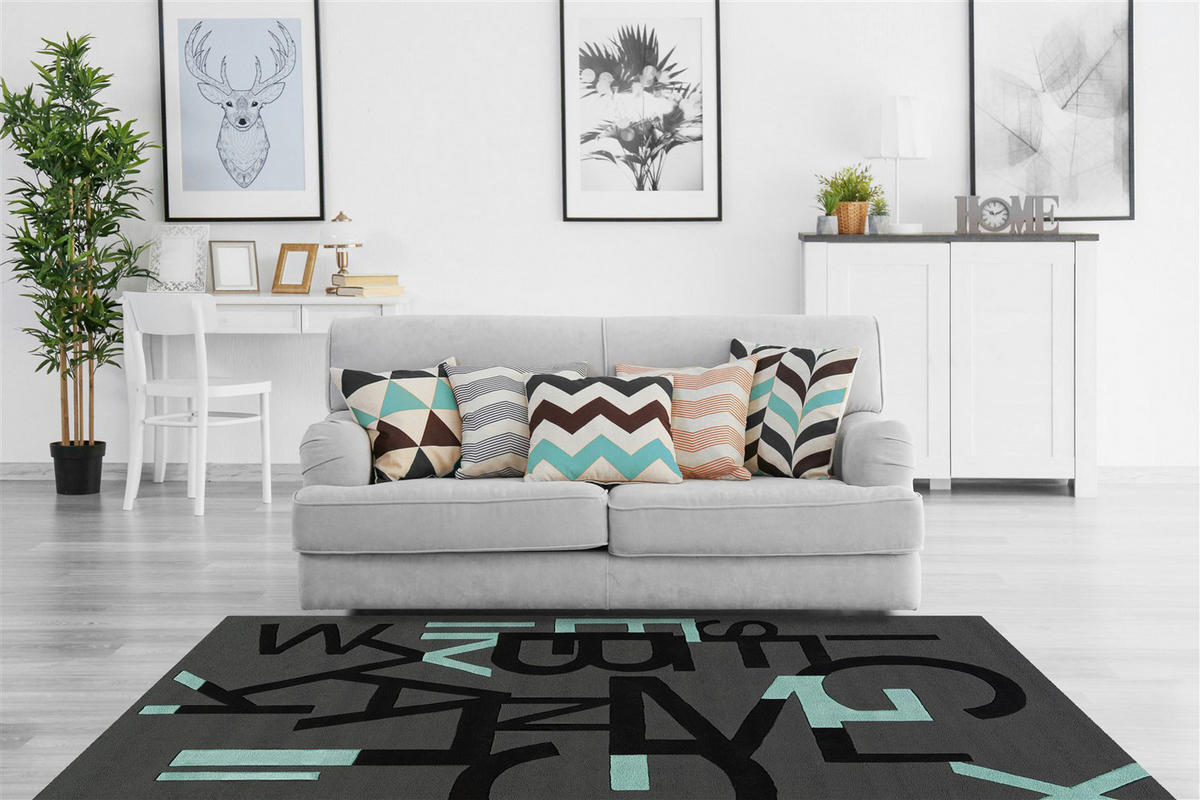 Arte Espina Kurzflorteppich Sam 4161 schwarz B/L: ca. 170x240 cm Sam 4161 - schwarz/grau (170,00/240,00cm) - Arte Espina