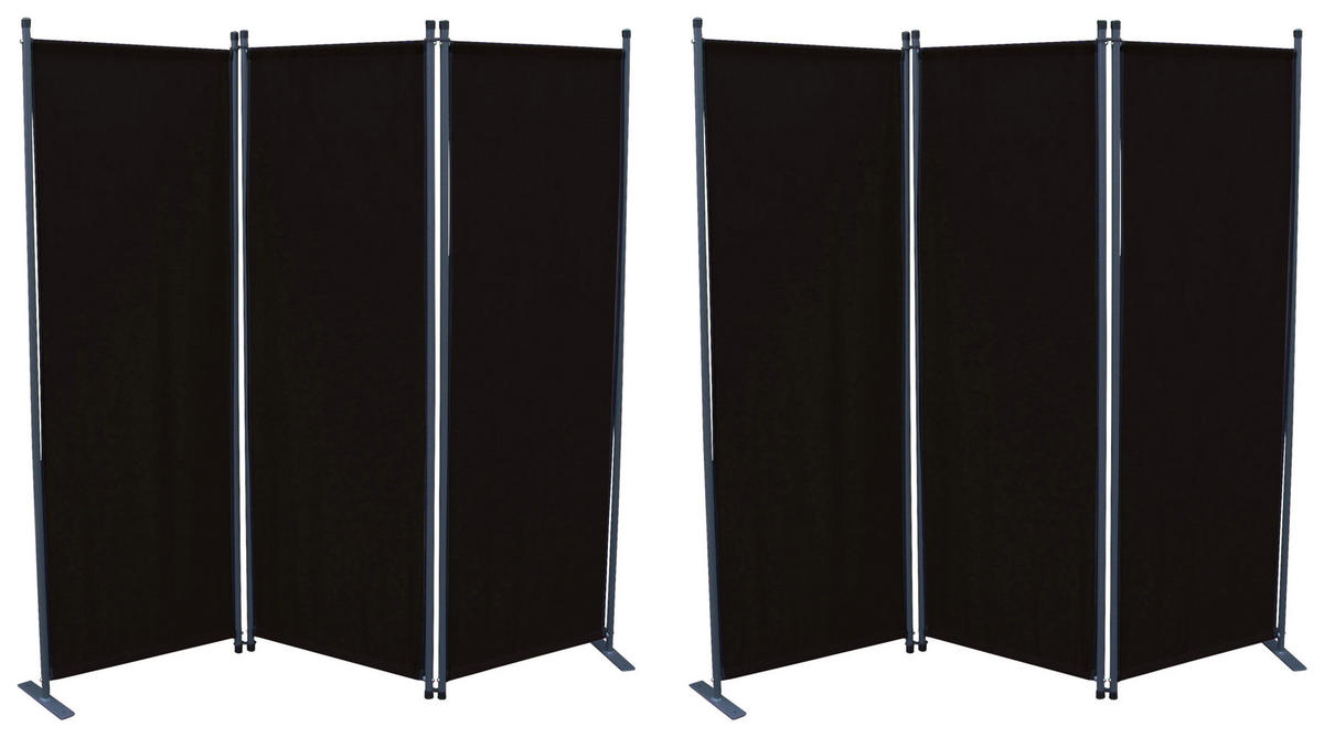 Grasekamp Paravent schwarz Stahl H/L: ca. 170x165 cm Paravent,3tlg._2Stck. schwarz - schwarz (165,00cm) - Grasekamp