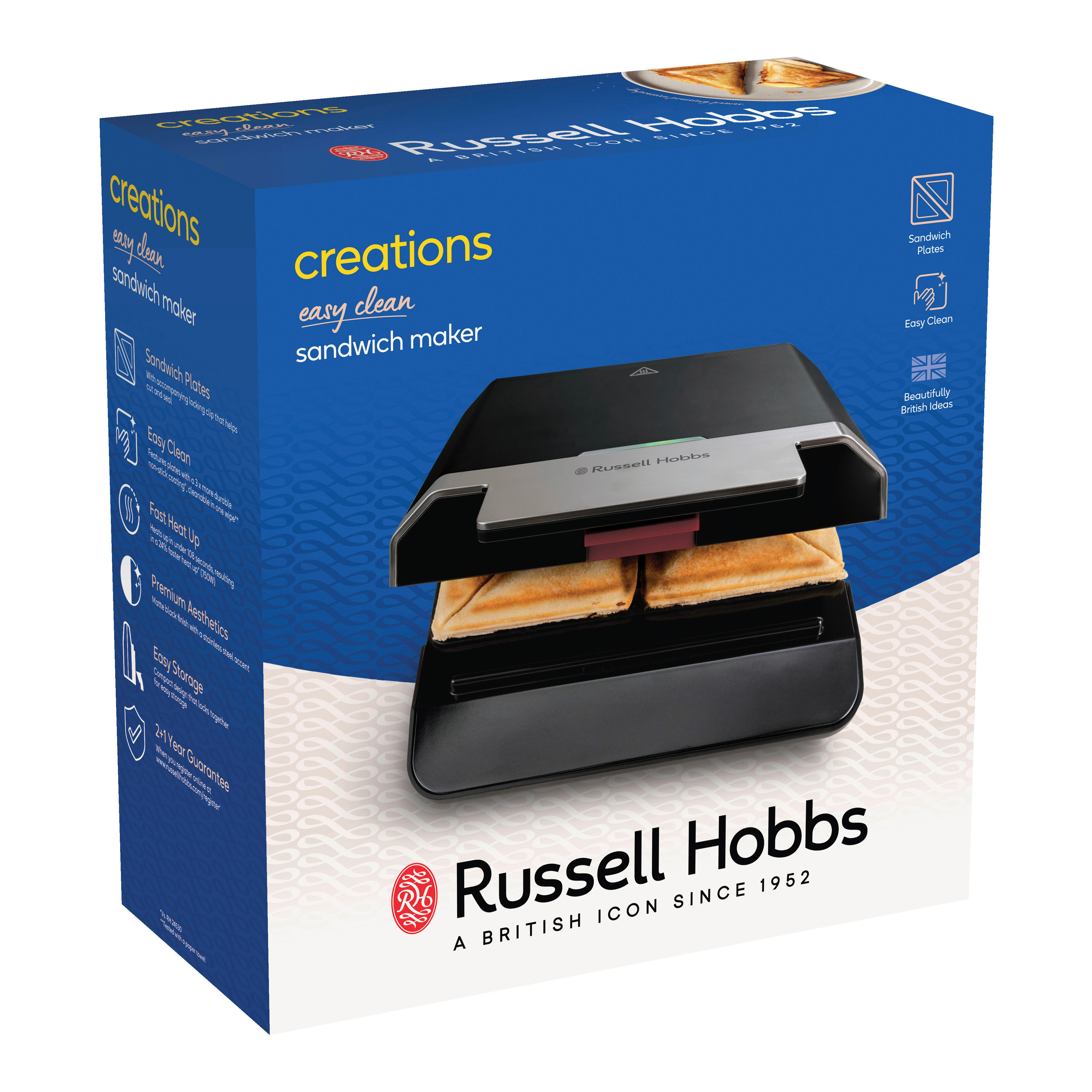 Russell Hobbs Sandwichtoaster 25158036001 schwarz Edelstahl B/H/T: ca. 23,5x10,5x23 cm Sandwichtoaster_Creations_26800-56 - schwarz (23,50/10,50/23,00cm) - Russell Hobbs