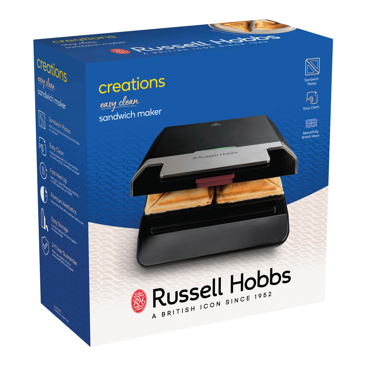 Russell Hobbs Sandwichtoaster 25158036001 schwarz Edelstahl B/H/T: ca. 23,5x10,5x23 cm Sandwichtoaster_Creations_26800-56 - schwarz (23,50/10,50/23,00cm) - Russell Hobbs