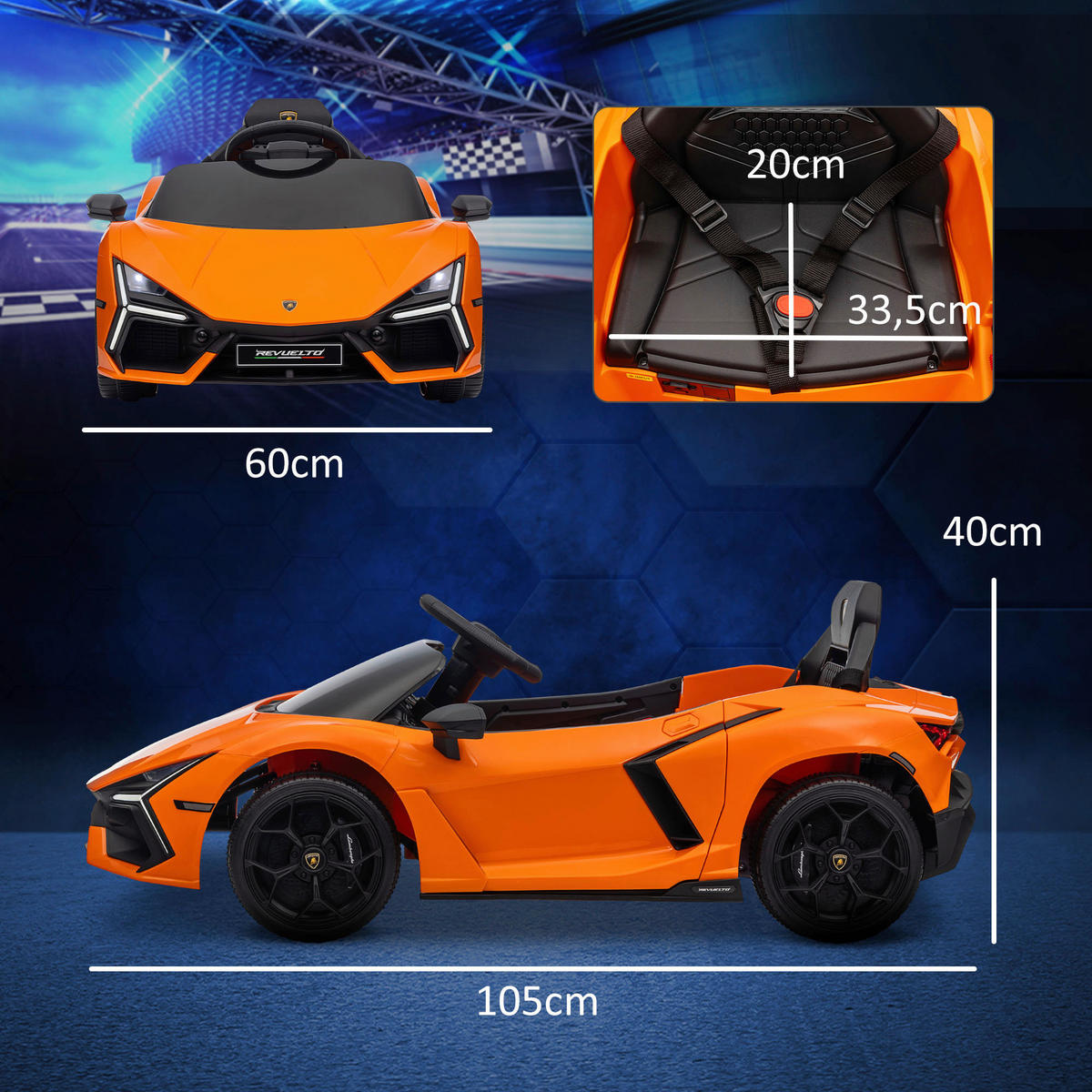 AIYAPLAY Kinder-Elektroauto orange B/H/L: ca. 60x40x105 cm Kinder-Elektroauto - orange (105,00/60,00/40,00cm) - AIYAPLAY