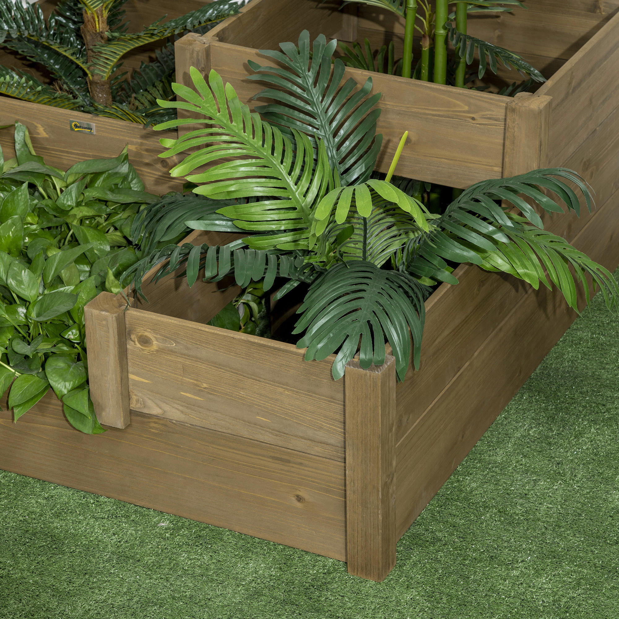 Outsunny Hochbeet braun B/H/L: ca. 122x51x122 cm Hochbeet - braun (122,00/122,00/51,00cm) - Outsunny