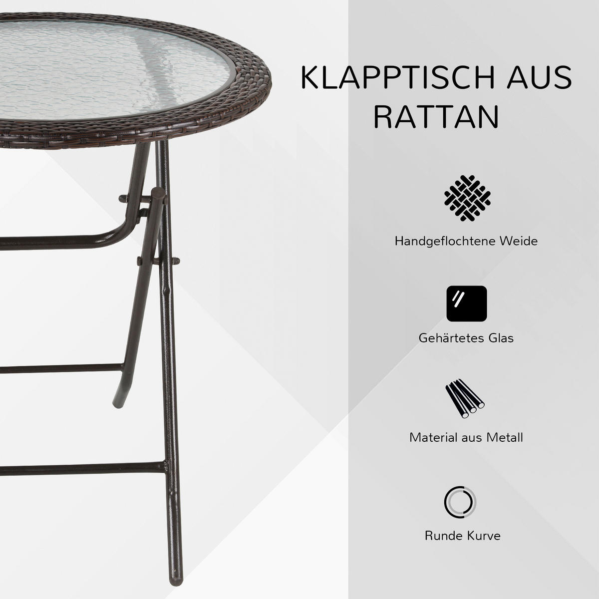 Outsunny Gartentisch braun Edelstahl B/H/L: ca. 68x68x73 cm Gartentisch - braun (73,00/68,00/68,00cm) - Outsunny