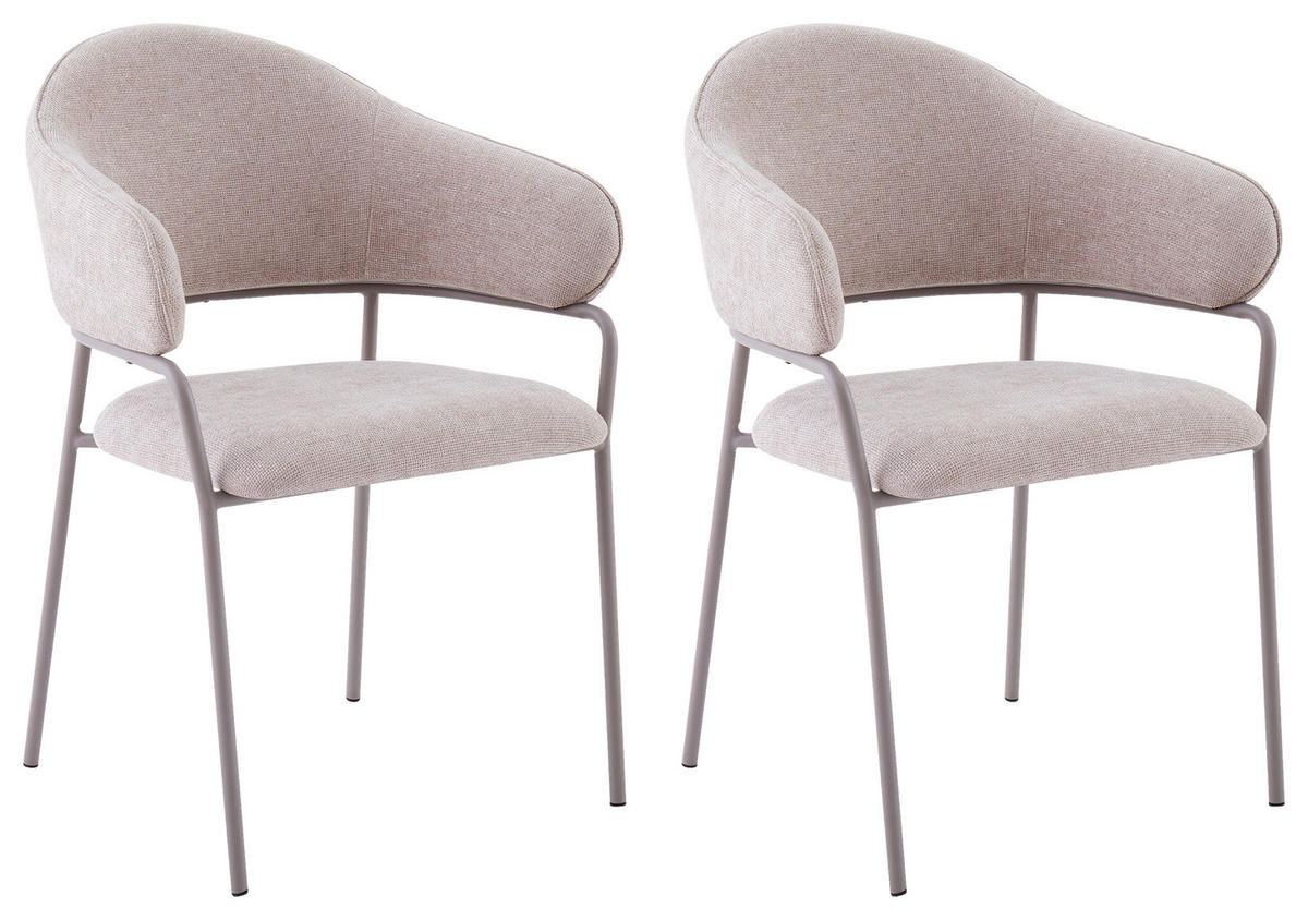 Stuhl CURVE grau taupe Metall Stoff B/H/T: ca. 60x86x58 cm CURVE - taupe/grau (60,00/86,00/58,00cm) - byLIVING