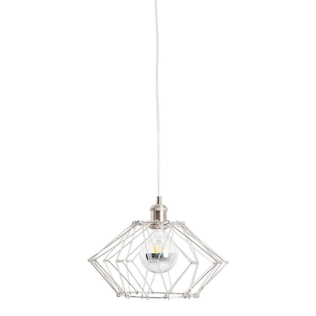Näve Leuchten Pendelleuchte 6115359 silber Metall B/H/T: ca. 40x110x40 cm E27 1 Brennstellen Fyn - silber (40,00/110,00/40,00cm) - Näve Leuchten