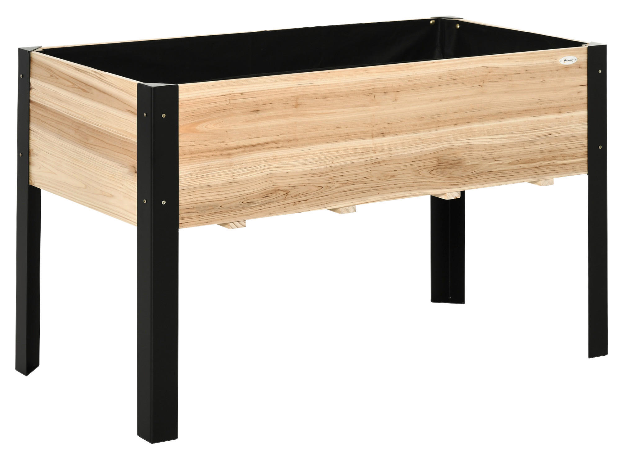 Outsunny Hochbeet schwarz Stahl B/H/L: ca. 60x74x120 cm Hochbeet 845-531V02 - natur/schwarz (120,00/60,00/74,00cm) - Outsunny