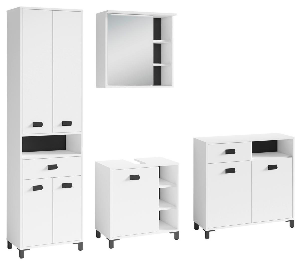 Badezimmer-Set WELLNESS, Set 4-tlg. weiß WELLNESS, Set 4-tlg. - weiß - byLIVING