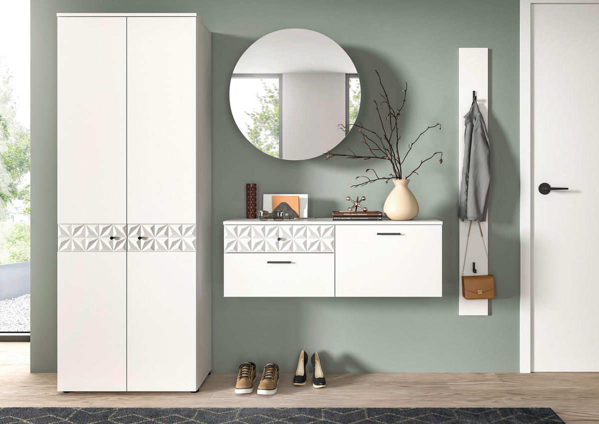 Garderobe Prisma weiß weiß Hochglanz B/H/T: ca. 226x192x34 cm Prisma - weiß (226,00/192,00/34,00cm) - xonox.home