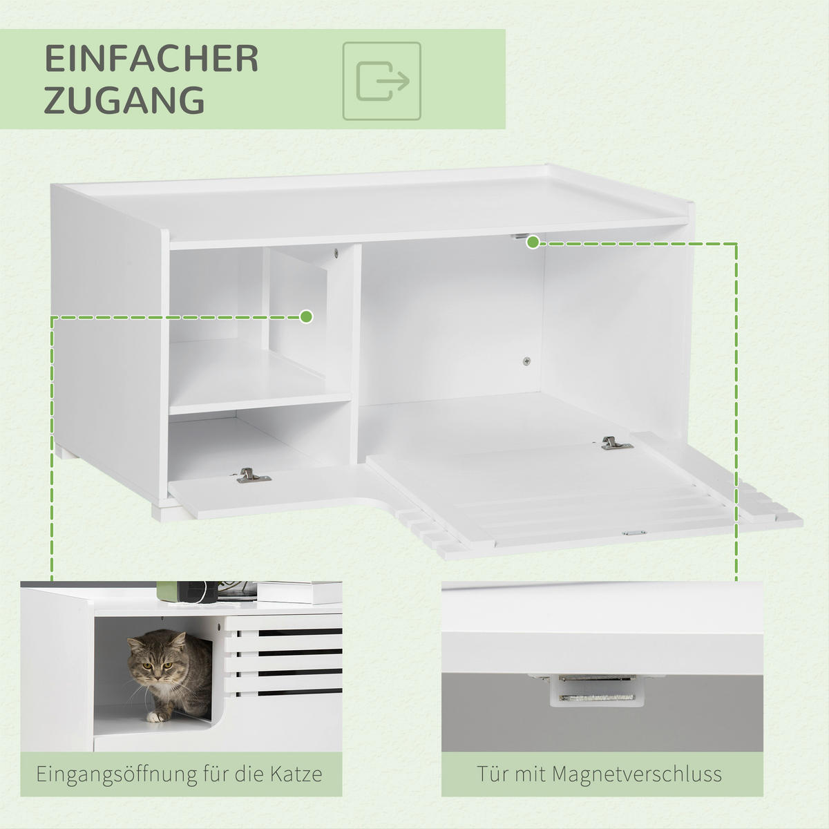 PawHut Katzen-Zubehör weiß Edelstahl B/H/L: ca. 48x90x43,5 cm Katzentoilett - weiß (43,50/48,00/90,00cm) - PawHut