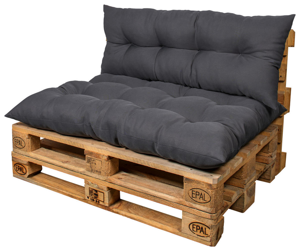 Acus collection Auflage anthrazit Polyester B/H/L: ca. 45x16x120 cm Rückenkissen_für_Paletten - anthrazit (120,00/45,00/16,00cm) - Acus collection