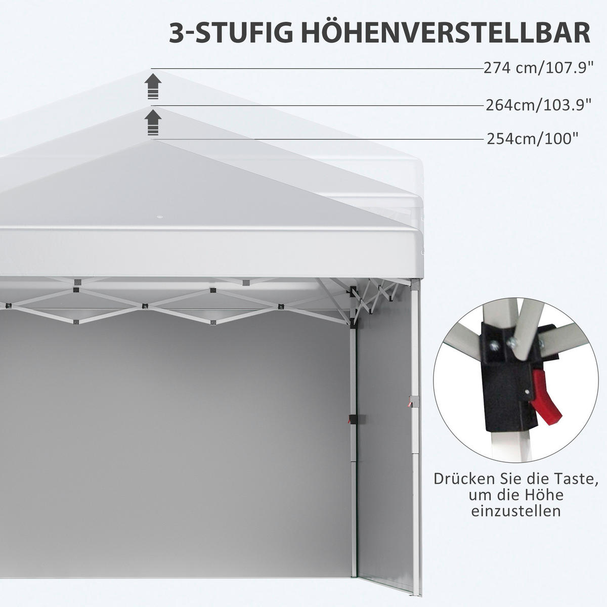 Outsunny Faltpavillon hellgrau Stahl B/H/L: ca. 297x274x297 cm Faltpavillon - hellgrau (297,00/297,00/274,00cm) - Outsunny