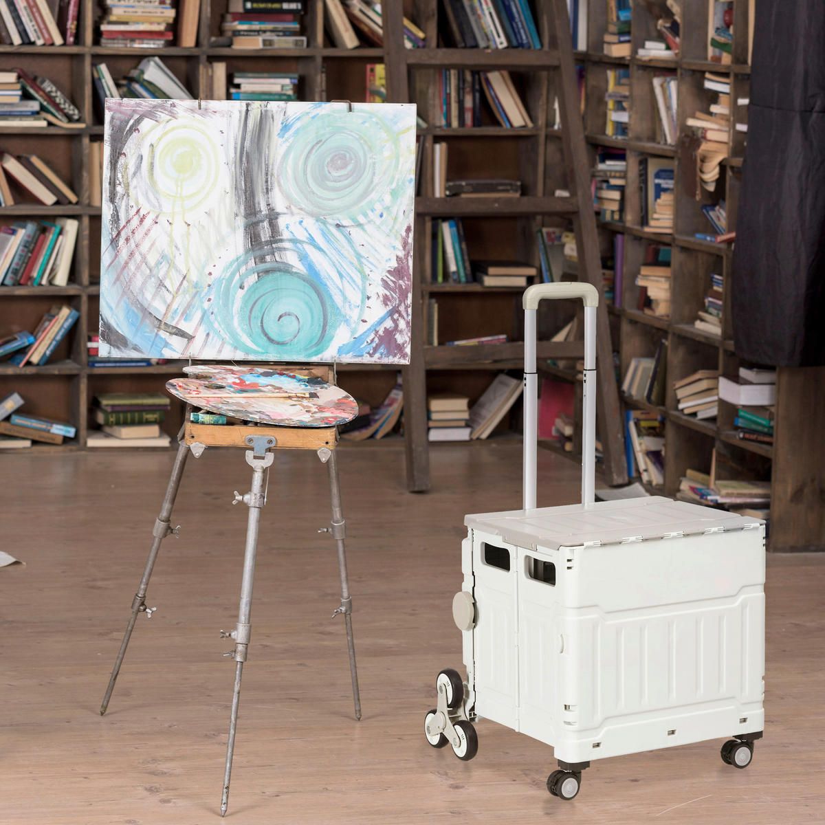 HOMCOM Haushaltshelfer weiß Edelstahl B/H/L: ca. 48x52x100 cm Einkaufstrolley - weiß (100,00/48,00/52,00cm) - HOMCOM