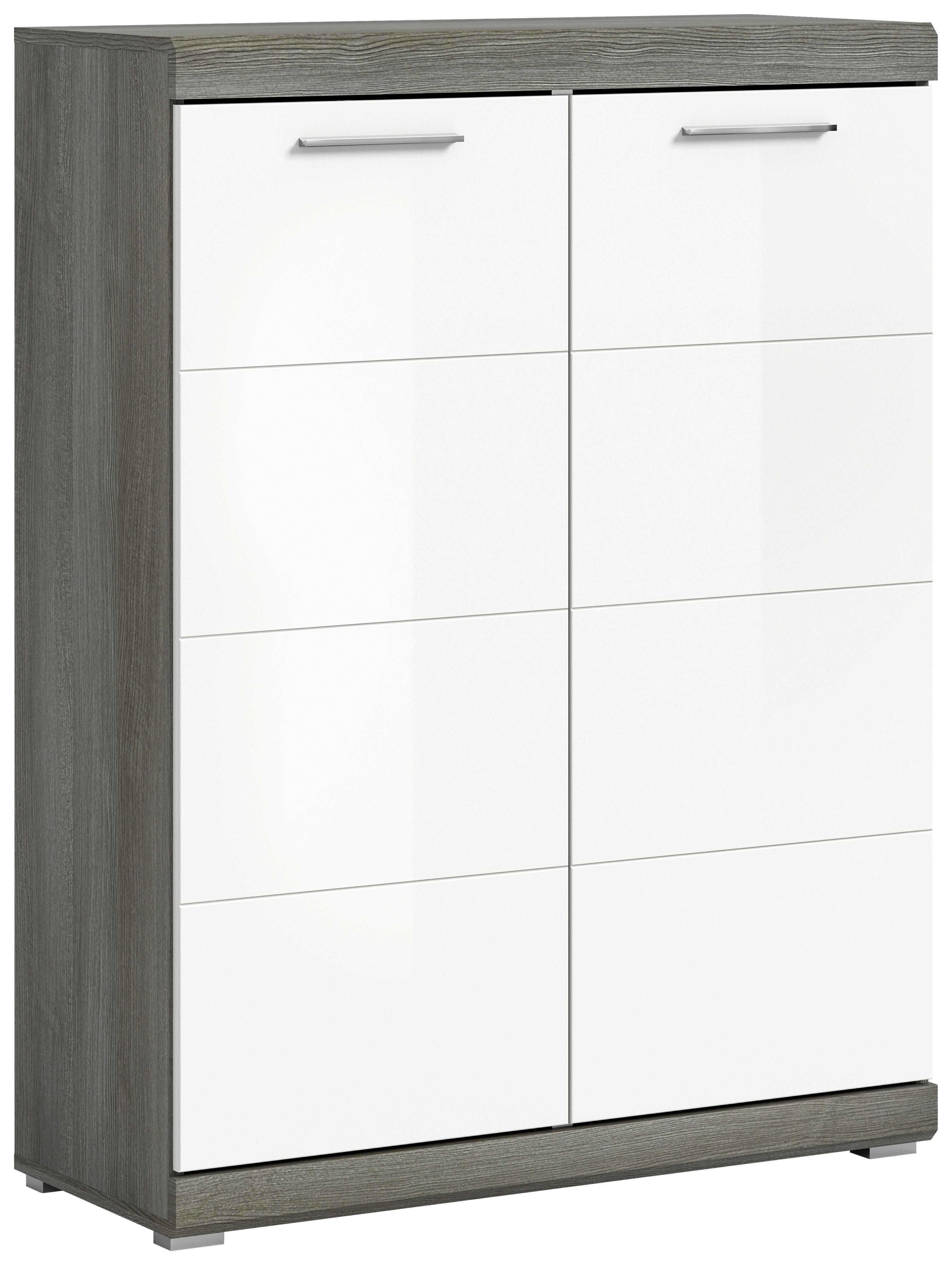 xonox.home Schuhschrank in Rauchsilber / Weiß Hochglanz - 90x120x37cm (BxHx günstig online kaufen