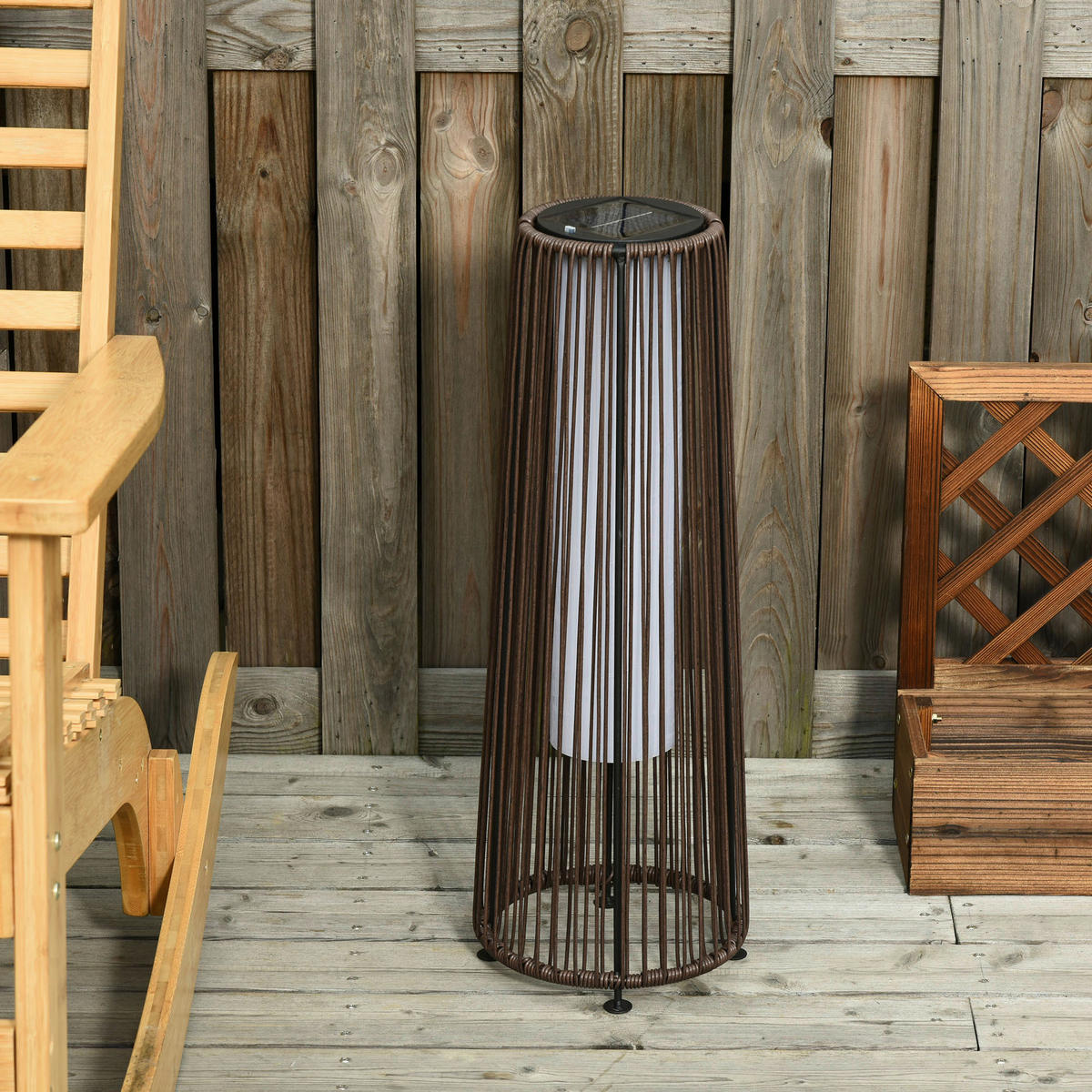 Solarleuchte braun Stahl Kunststoff B/H/L: ca. 21,5x61x21,5 cm Solarleuchte - braun (21,50/21,50/61,00cm) - Outsunny