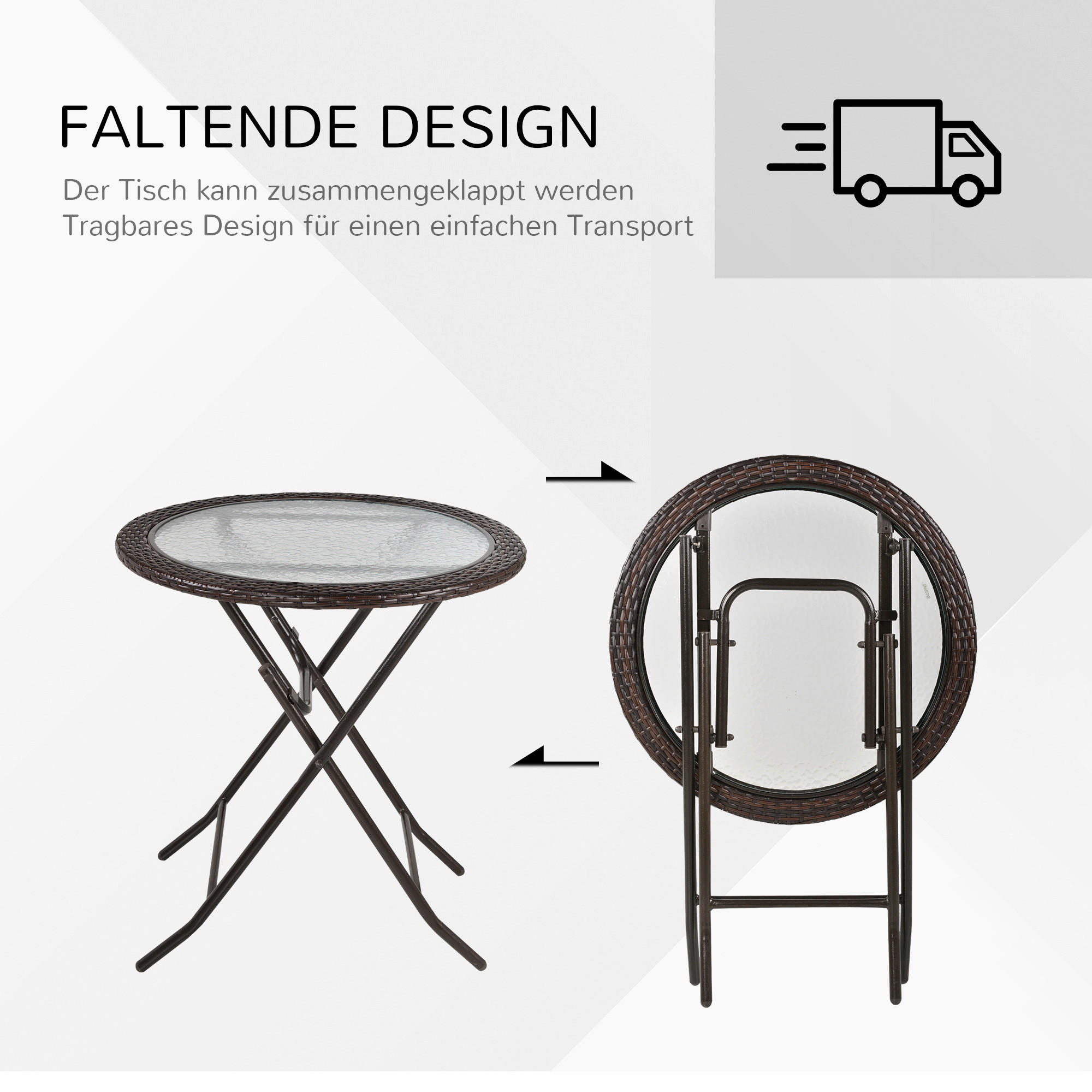 Outsunny Gartentisch braun Edelstahl B/H/L: ca. 68x68x73 cm Gartentisch - braun (73,00/68,00/68,00cm) - Outsunny
