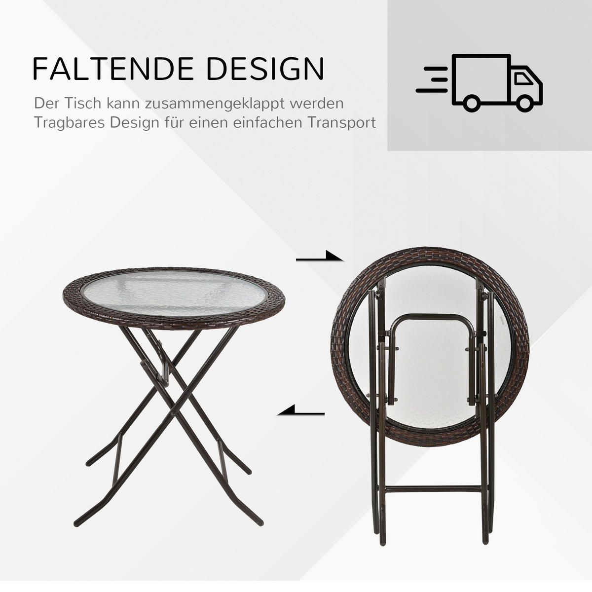 Outsunny Gartentisch braun Edelstahl B/H/L: ca. 68x68x73 cm Gartentisch - braun (73,00/68,00/68,00cm) - Outsunny