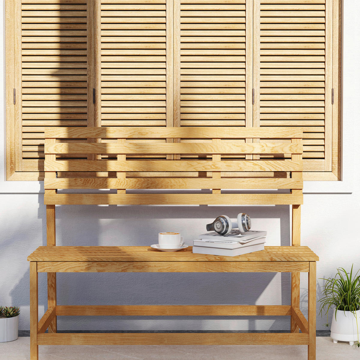 Outsunny Gartenbank teak Holz B/H/L: ca. 61x89x110 cm Gartenbank - teak (110,00/61,00/89,00cm) - Outsunny