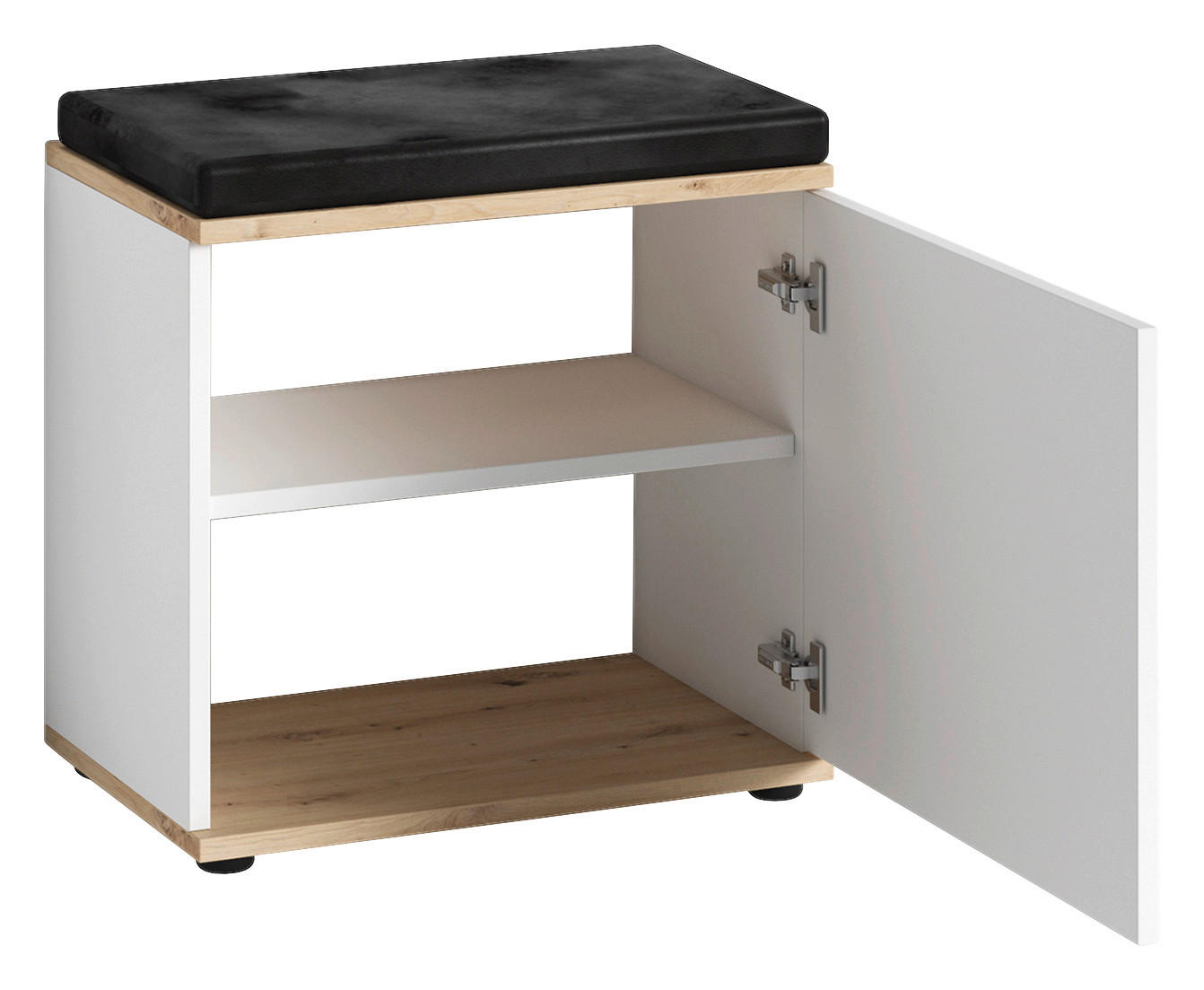 Sitzbank JAKOB Eiche Nachbildung weiß schwarz B/H/T: ca. 48,5x49x30 cm JAKOB - Eiche/weiß (48,50/49,00/30,00cm) - byLIVING