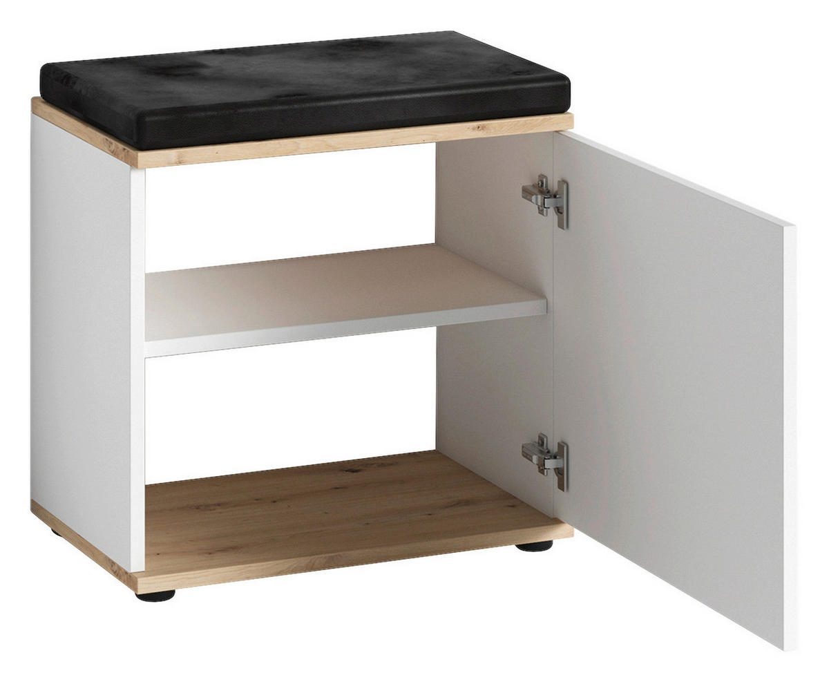 Sitzbank JAKOB Eiche Nachbildung weiß schwarz B/H/T: ca. 48,5x49x30 cm JAKOB - Eiche/weiß (48,50/49,00/30,00cm) - byLIVING