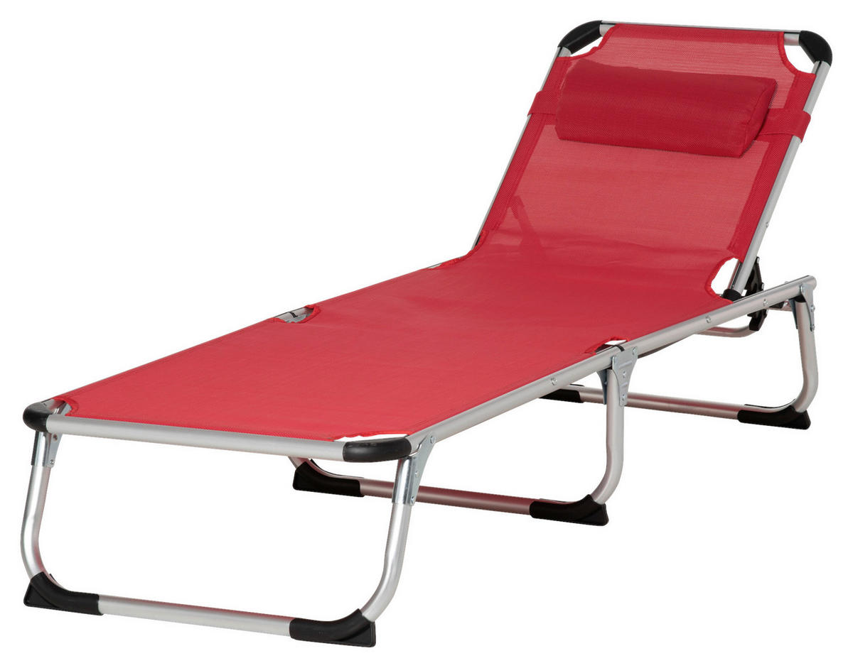 Outsunny Gartenliege rot Aluminium B/H/L: ca. 60x28x189 cm Gartenliege - rot (189,00/60,00/28,00cm) - Outsunny