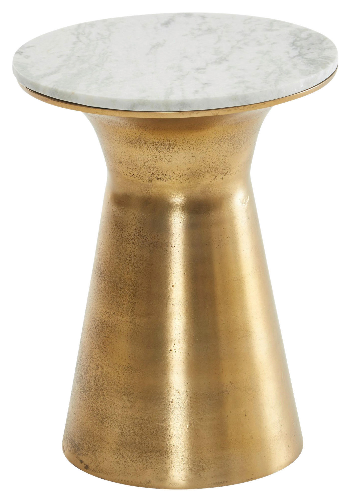 Beistelltisch gold lackiert Optik weiß Marmor Optik Aluminium Marmor B/H/T/S/D: ca. 35x45x35x1,5x35 cm Beistelltisch - gold/weiß (35,00/45,00/35,00cm) - Wohnling