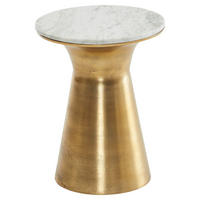 Beistelltisch gold lackiert Optik weiß Marmor Optik Aluminium Marmor B/H/T/S/D: ca. 35x45x35x1,5x35 cm Beistelltisch - gold/weiß (35,00/45,00/35,00cm) - Wohnling