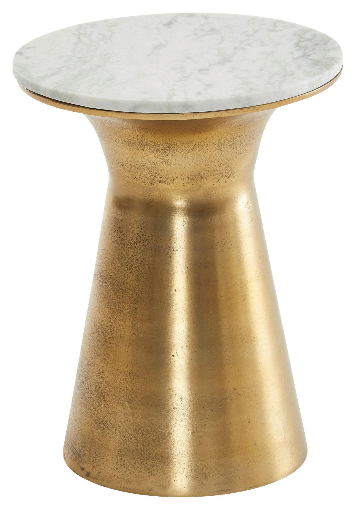 Beistelltisch gold lackiert Optik weiß Marmor Optik Aluminium Marmor B/H/T/S/D: ca. 35x45x35x1,5x35 cm Beistelltisch - gold/weiß (35,00/45,00/35,00cm) - Wohnling