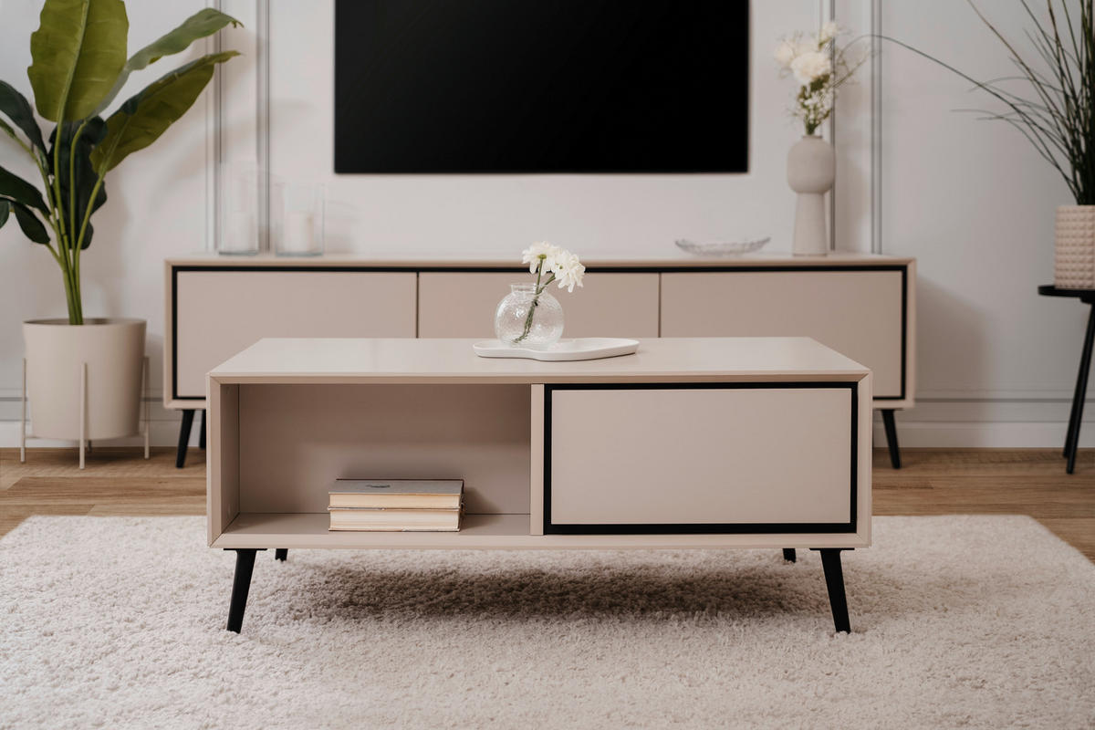 Couchtisch Arona sand schwarz B/H/T: ca. 94x40x55 cm Arona - sand/schwarz (94,00/40,00/55,00cm)