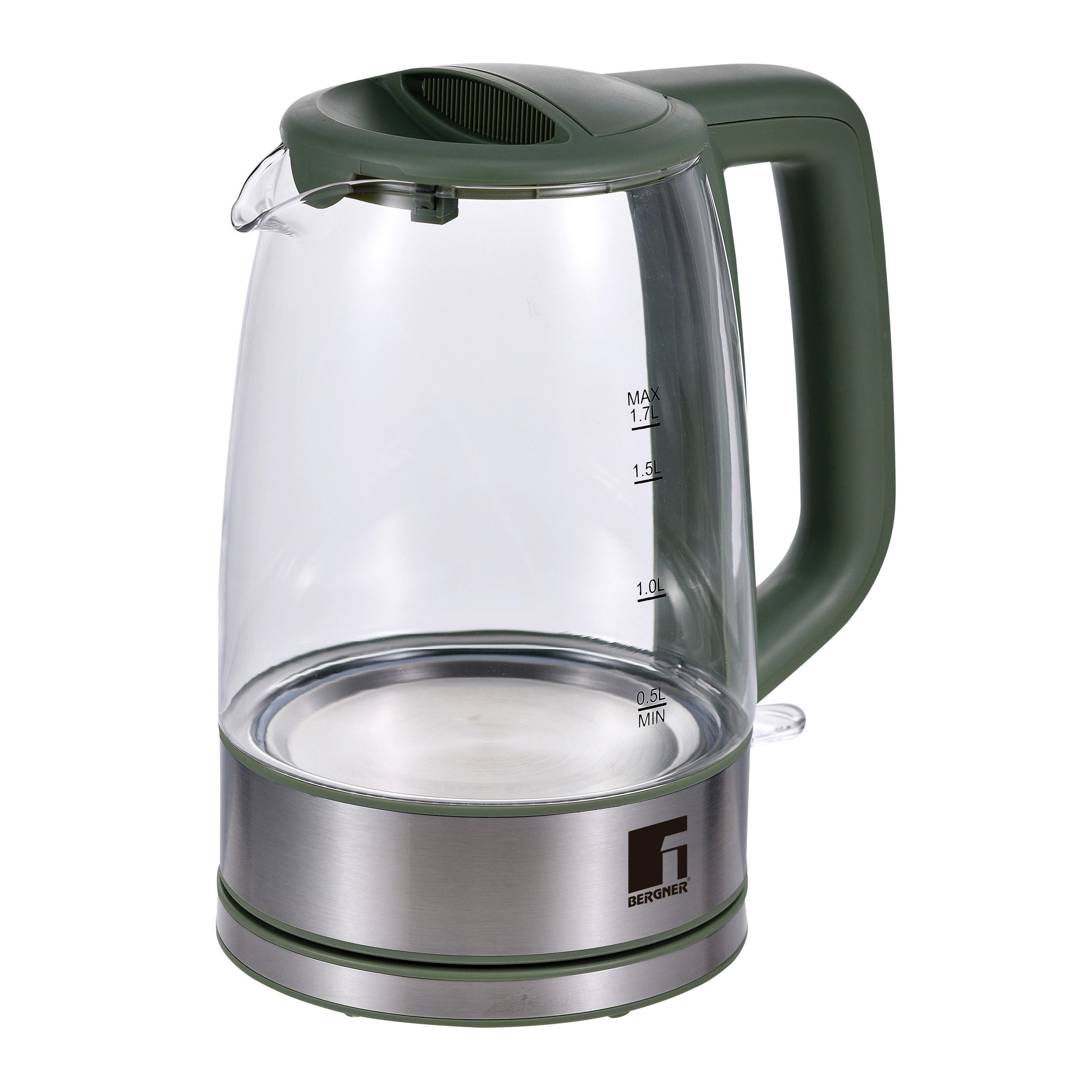 BERGNER Wasserkocher MIDNIGHT - grün/silber (23,00/18,50/25,00cm) - BERGNER