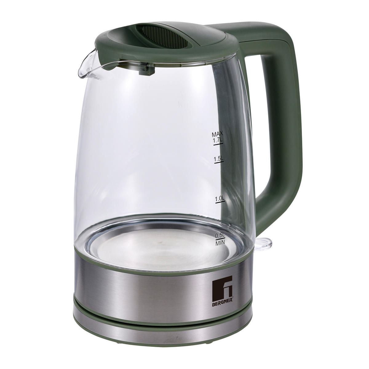 BERGNER Wasserkocher MIDNIGHT - grün/silber (23,00/18,50/25,00cm) - BERGNER