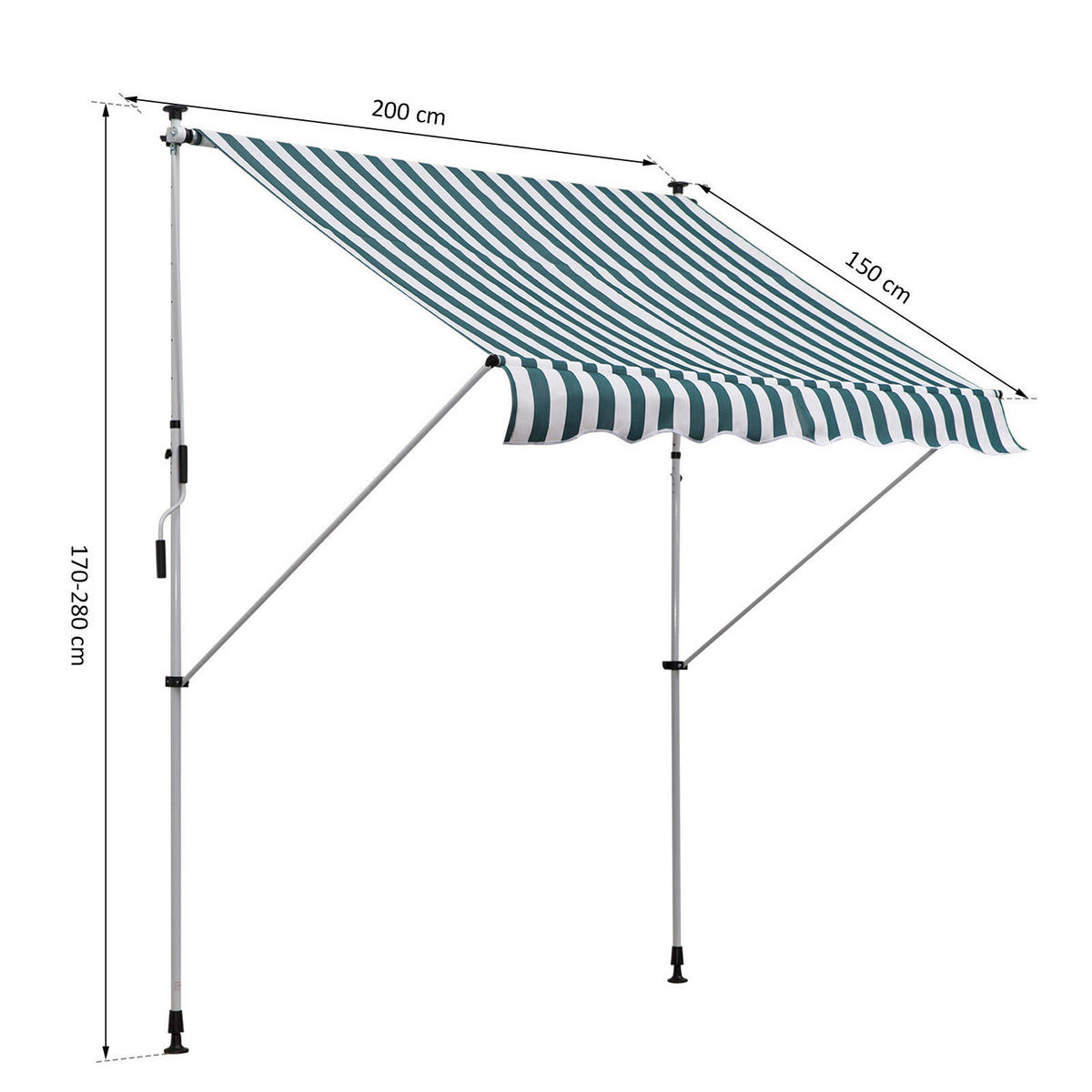 Klemm-Markise grün B/H/L: ca. 200x280x150 cm Klemmmarkise - weiß/grün (150,00/200,00/280,00cm) - Outsunny
