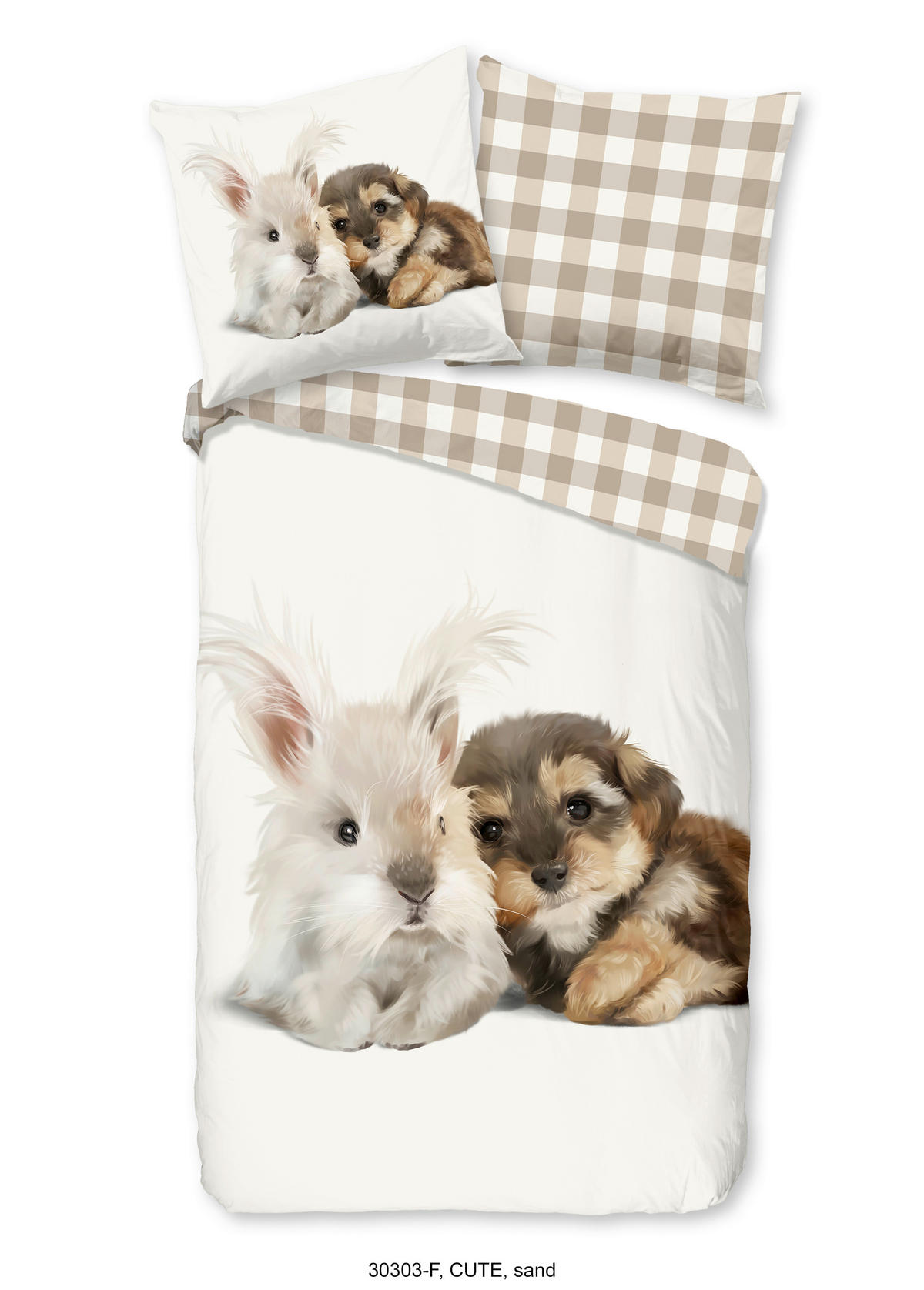 Baumwoll Bettwäsche Cute Flanell Cute - sand (135,00/200,00cm) - Good Morning