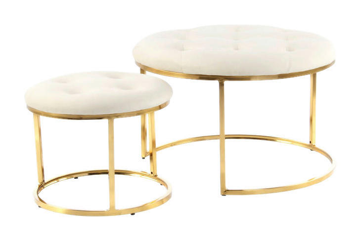 360 Living Hocker Becky 800 2er elfenbein gold Metall Samt H/D: ca. 41x60 cm Becky 800 2er - gold/elfenbein (60,00/41,00cm) - 360 Living