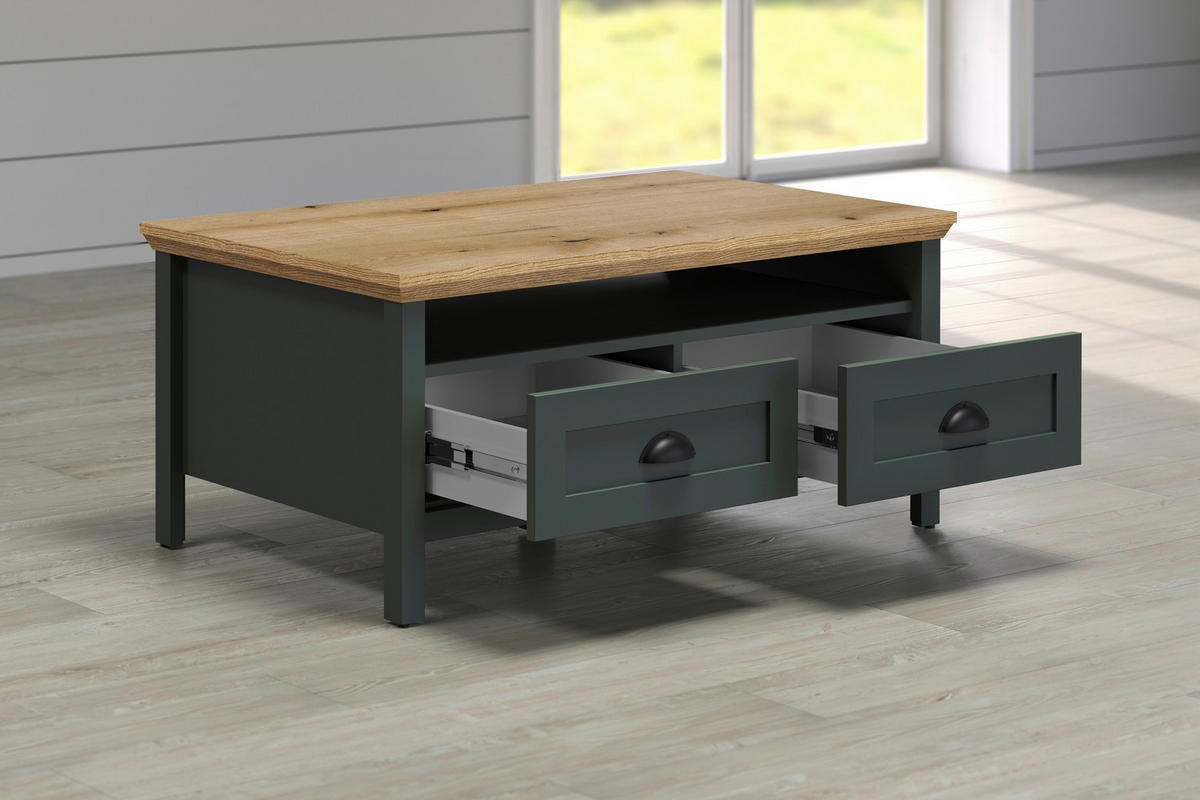 Couchtisch Stanton tannengrün Eiche Evoke Coast Nachbildung B/H/T: ca. 101x45x60 cm Stanton - Eiche/tannengrün (101,00/45,00/60,00cm)