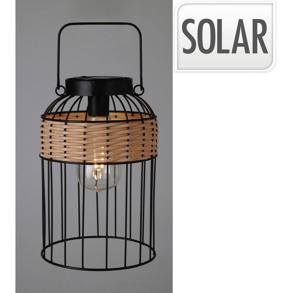 Thumbnail - Solarlaterne schwarz Metall B/H/L: ca. 16x16x25 cm