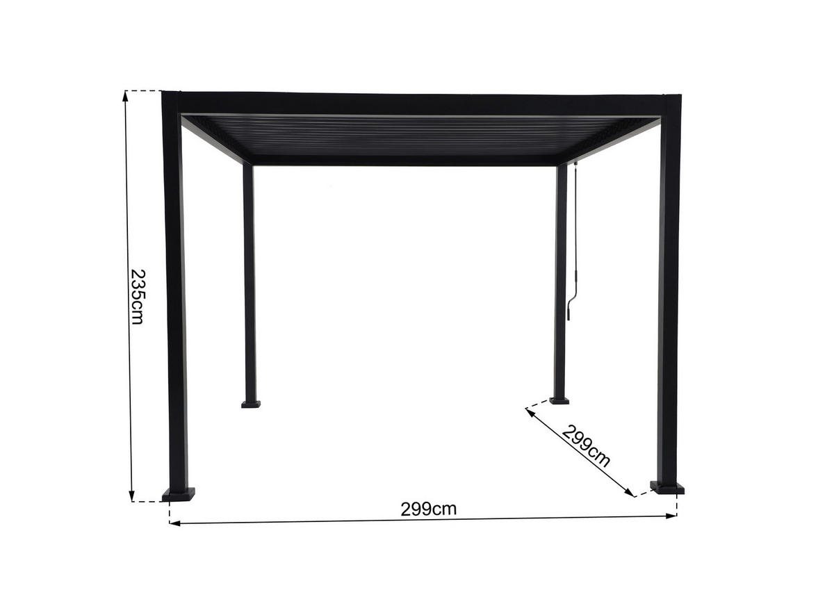 Pergola dunkelgrau Stahlrohr B/H/L: ca. 300x236x300 cm Pergola_mit_Lamellendach - dunkelgrau (300,00/300,00/236,00cm)