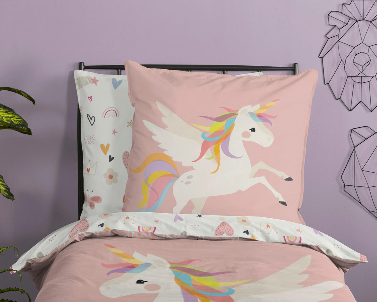 Baumwoll Bettwäsche Unicorn Renforce Unicorn - pink (135,00/200,00cm) - Good Morning