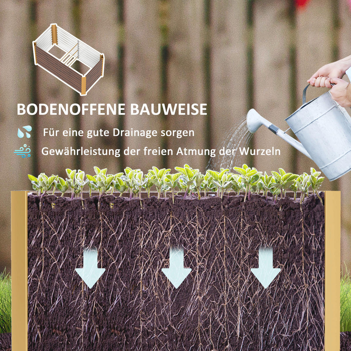 Outsunny Hochbeet 2er Set braun Stahl B/H/L: ca. 60x60x120 cm Hochbeet 2er Set - braun (120,00/60,00/60,00cm) - Outsunny