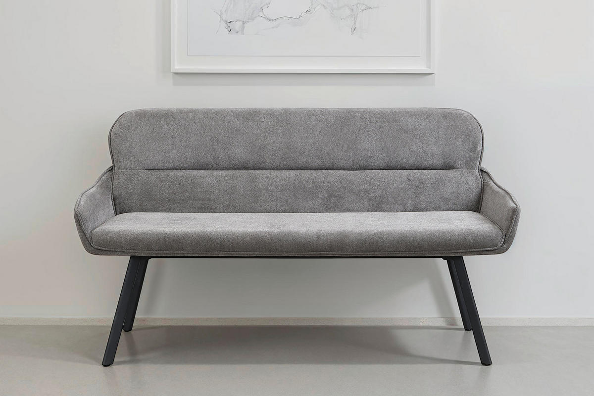 Sitzbank RICO schwarz grau Stoff Metall B/H/T: ca. 140x90x62 cm RICO - schwarz/grau (140,00/90,00/62,00cm) - byLIVING