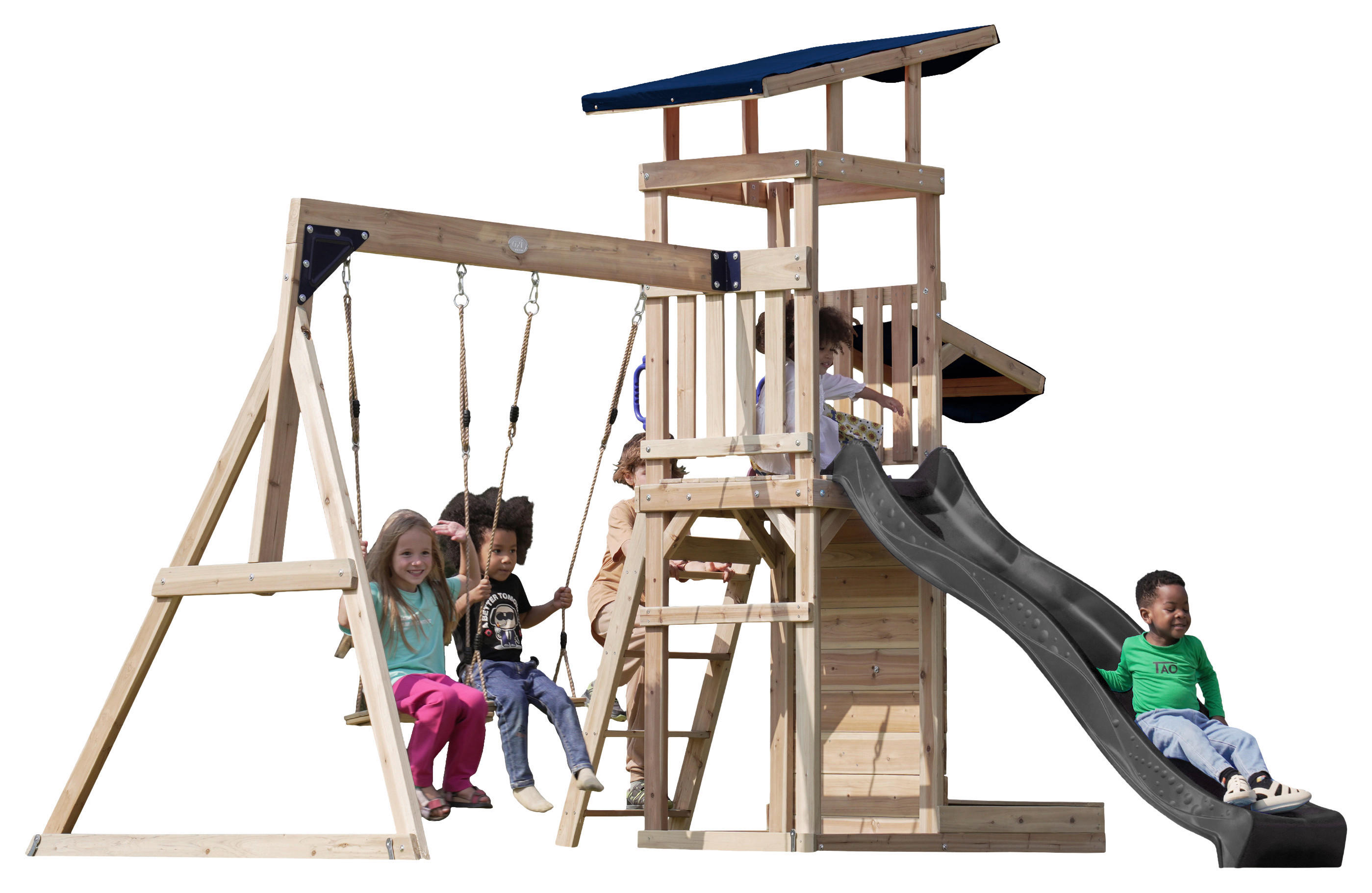 AXI Spielturm Malik grau B/H/L: ca. 345x270x336 cm Malik - braun/grau (336,00/345,00/270,00cm) - AXI
