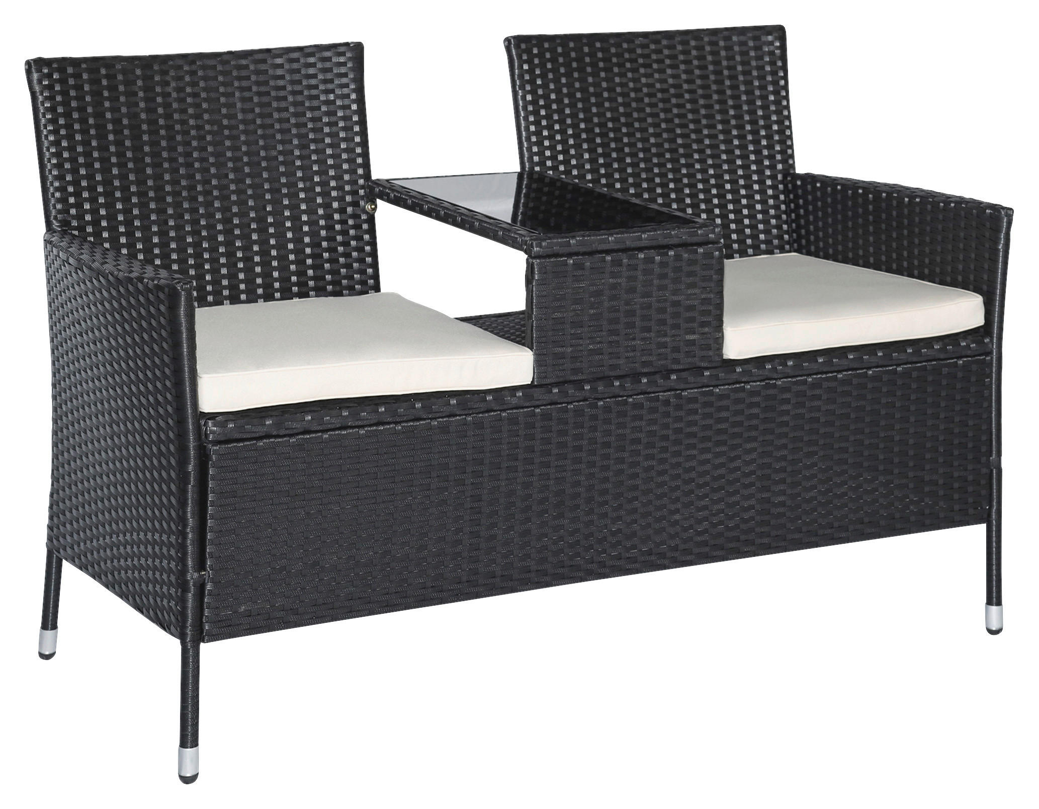 Outsunny Sitzgruppe schwarz Polyrattan B/H/L: ca. 63x133x84 cm Gartenmöbel-Set - schwarz (84,00/63,00/133,00cm) - Outsunny