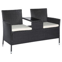 Outsunny Sitzgruppe schwarz Polyrattan B/H/L: ca. 63x133x84 cm Gartenmöbel-Set - schwarz (84,00/63,00/133,00cm) - Outsunny
