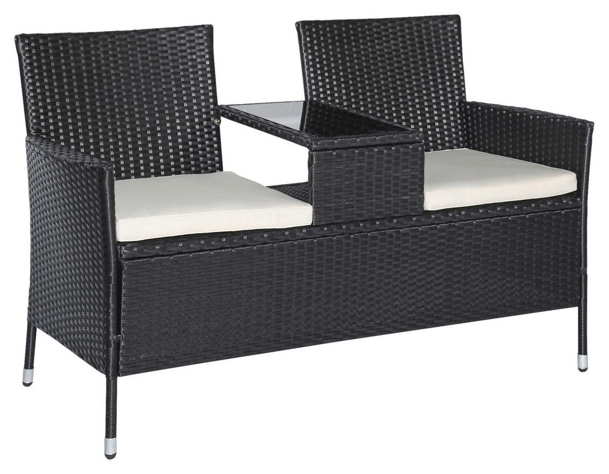 Outsunny Sitzgruppe schwarz Polyrattan B/H/L: ca. 63x133x84 cm Gartenmöbel-Set - schwarz (84,00/63,00/133,00cm) - Outsunny