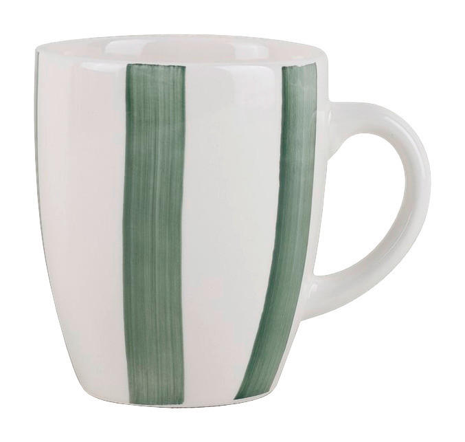 Kaffeebecher weiß Keramik Kaffeebecher_Stripes grün - weiß/grün (8,70/10,40cm)