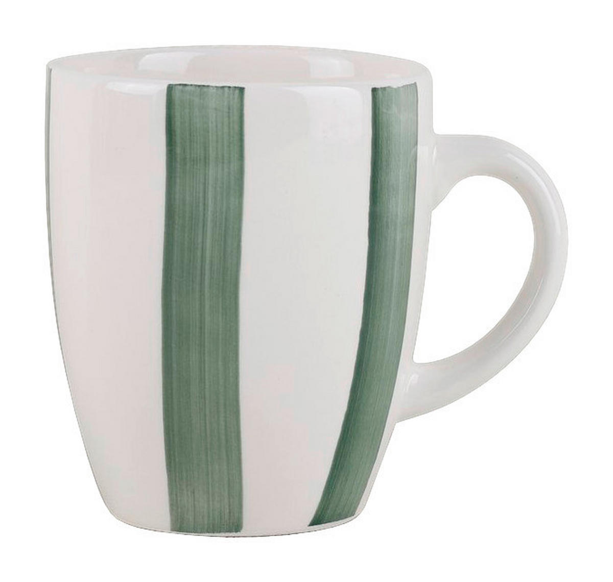 Kaffeebecher weiß Keramik Kaffeebecher_Stripes grün - weiß/grün (8,70/10,40cm)