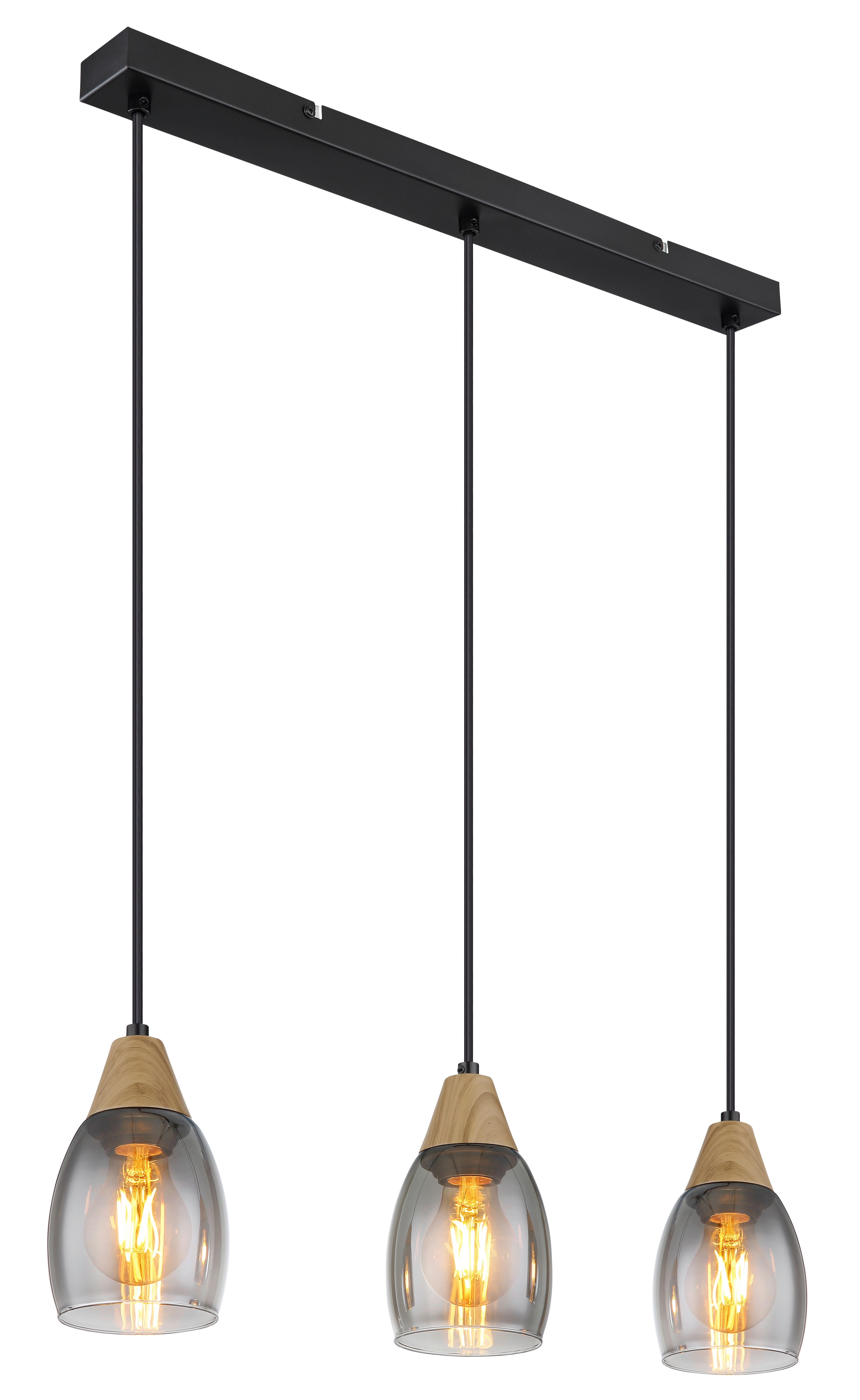 GLOBO Pendelleuchte schwarz dunkelbraun Metall B/H/T: ca. 10x120x55 cm E27 3 Brennstellen REID - dunkelbraun/schwarz (10,00/120,00/55,00cm) - GLOBO